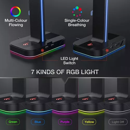 Havit Rgb Gaming Headset Stand Escritorio Doble Auricular