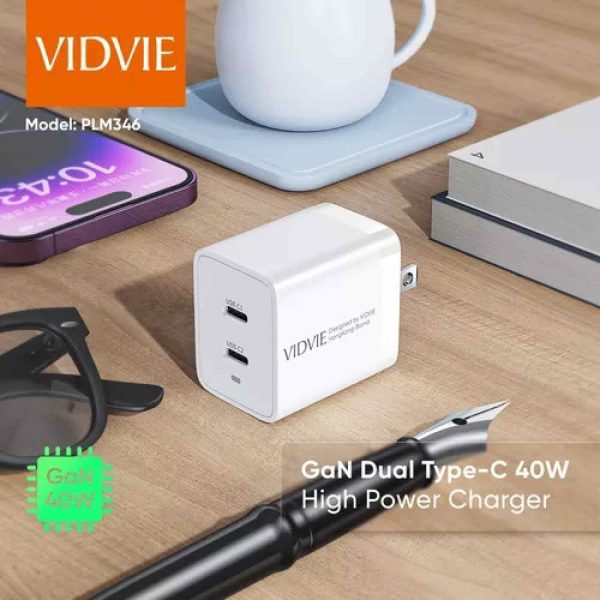 Cargador Doble Tipo C Vidvie 40W PD PLM346